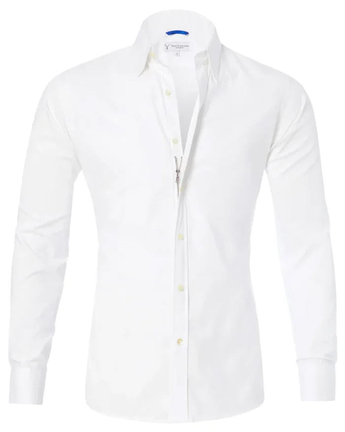 Men’s Slim Fit Long Sleeve Zipper Shirt with Button Design