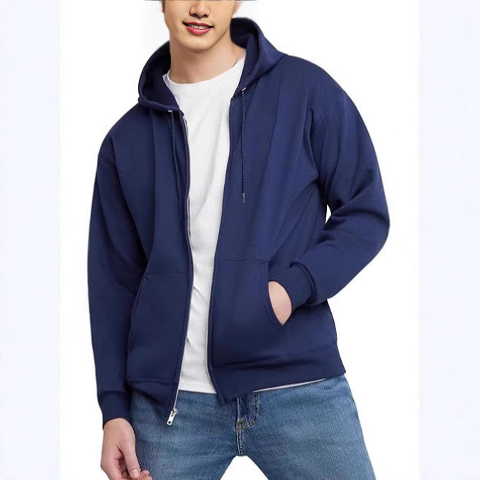 Men’s American Fashion Hooded Zip Sweatshirt – Casual Cotton Pullover