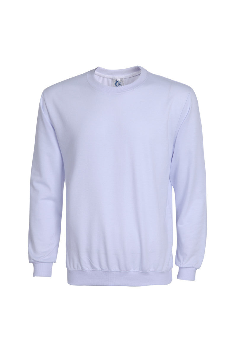 Casual Cotton Terry Round Neck Sweatshirt – Solid Color Long Sleeve Pullover