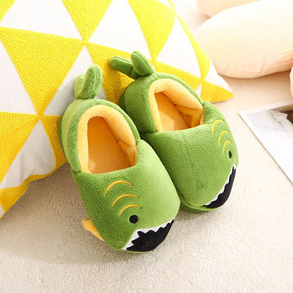 Boys' Dinosaur Slippers with Plush TPR Sole & Alligator/Crocodile Teeth