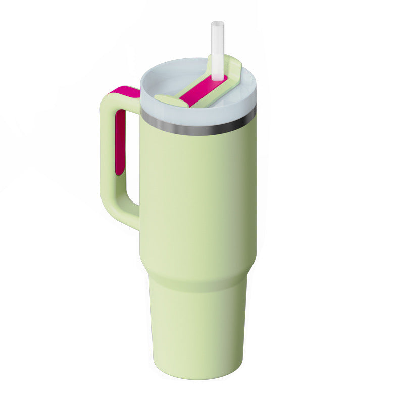 40 oz Insulated Tumbler with Handle & Straw | Spill-Proof Travel Mug