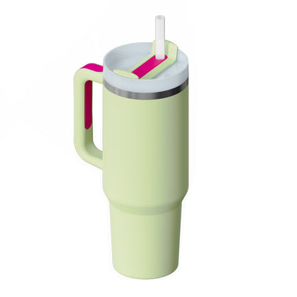 40 oz Insulated Tumbler with Handle & Straw | Spill-Proof Travel Mug