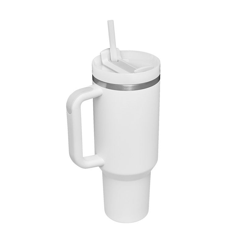 40 oz Insulated Tumbler with Handle & Straw | Spill-Proof Travel Mug