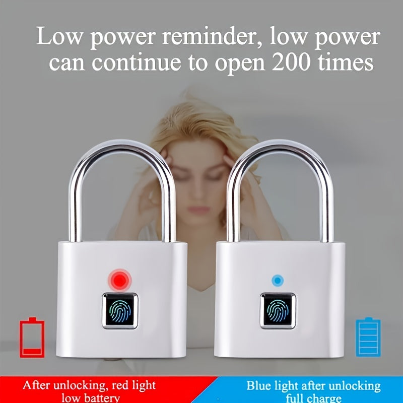 Compact Smart Fingerprint Padlock - Waterproof, Keyless Security, USB Rechargeable, Lightweight Zinc Alloy