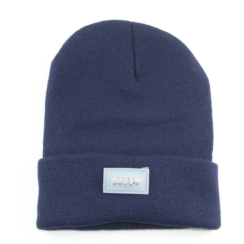 LED Headlamp Glowing Knit Warm Hat With A Flashlight