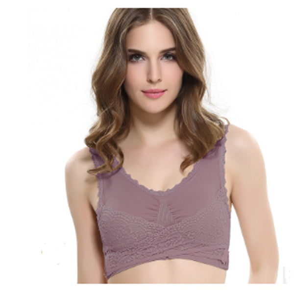 Women’s No-Steel-Ring Lace Support Vest Bra U-shaped breathable back