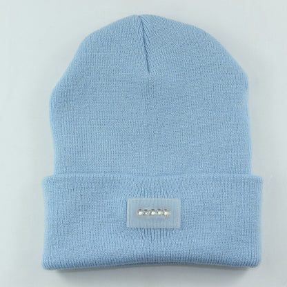 LED Headlamp Glowing Knit Warm Hat With A Flashlight