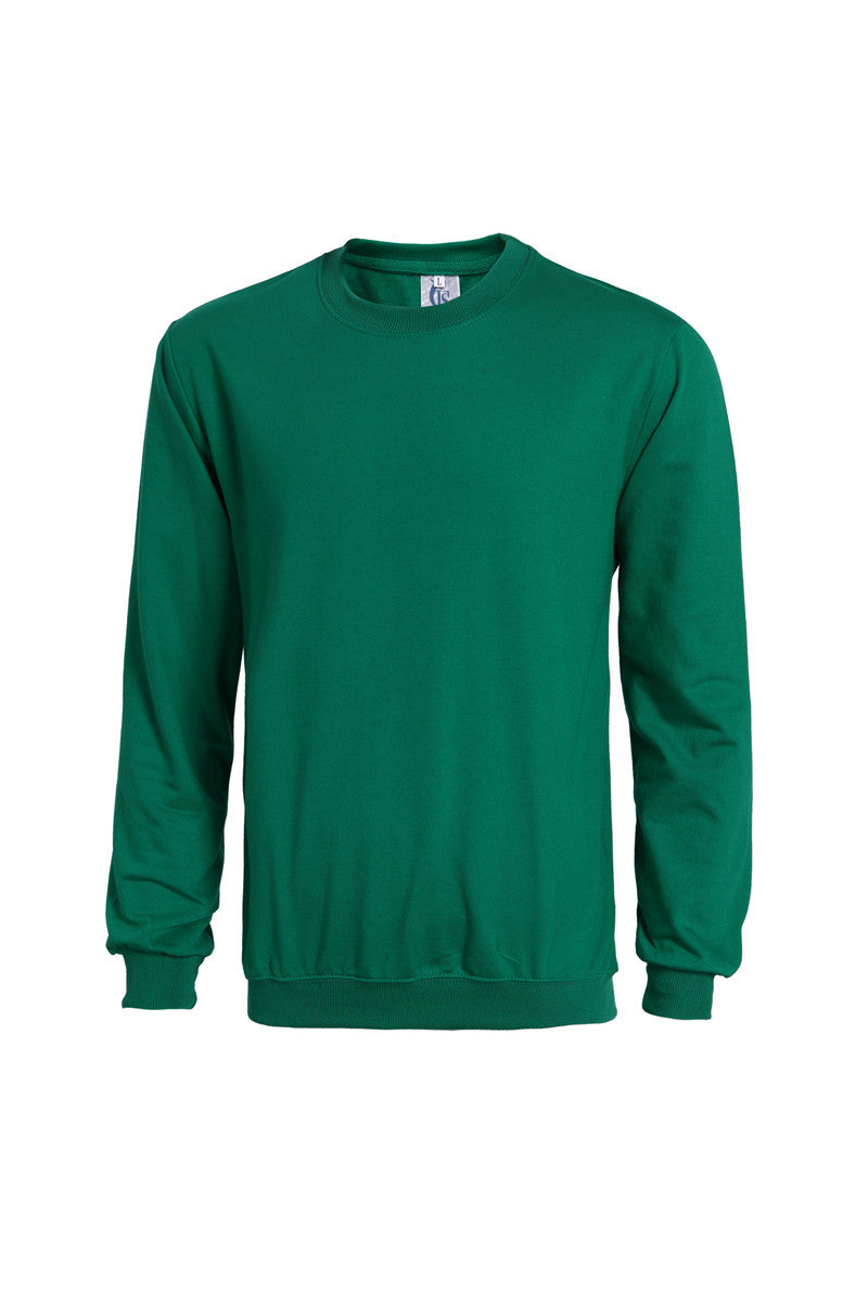 Casual Cotton Terry Round Neck Sweatshirt – Solid Color Long Sleeve Pullover