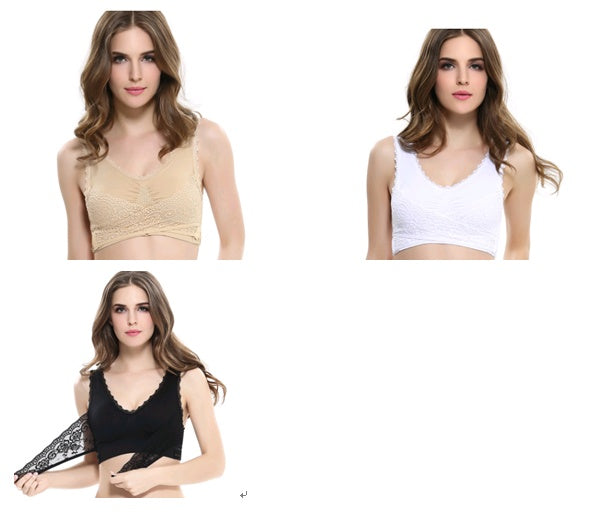 Women’s No-Steel-Ring Lace Support Vest Bra U-shaped breathable back