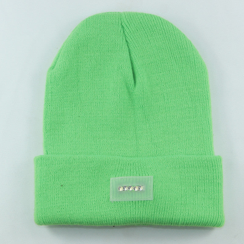 LED Headlamp Glowing Knit Warm Hat With A Flashlight