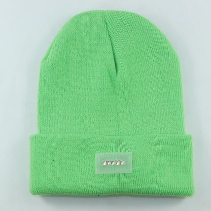 LED Headlamp Glowing Knit Warm Hat With A Flashlight