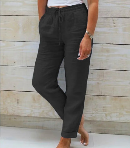 Cotton And Linen Women's High Waist Casual Pants
