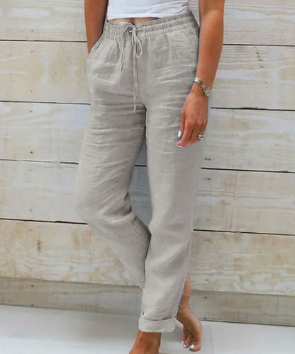 Cotton And Linen Women's High Waist Casual Pants