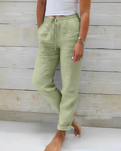 Cotton And Linen Women's High Waist Casual Pants