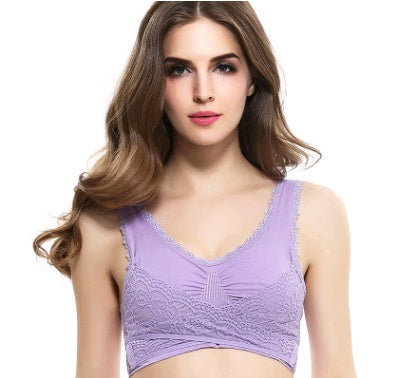 Women’s No-Steel-Ring Lace Support Vest Bra U-shaped breathable back