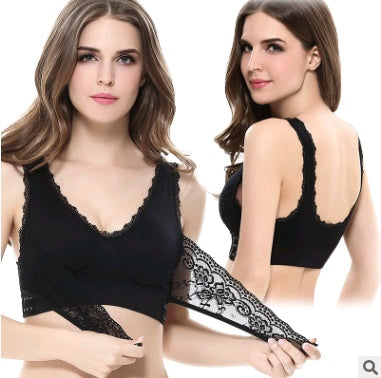 Women’s No-Steel-Ring Lace Support Vest Bra U-shaped breathable back