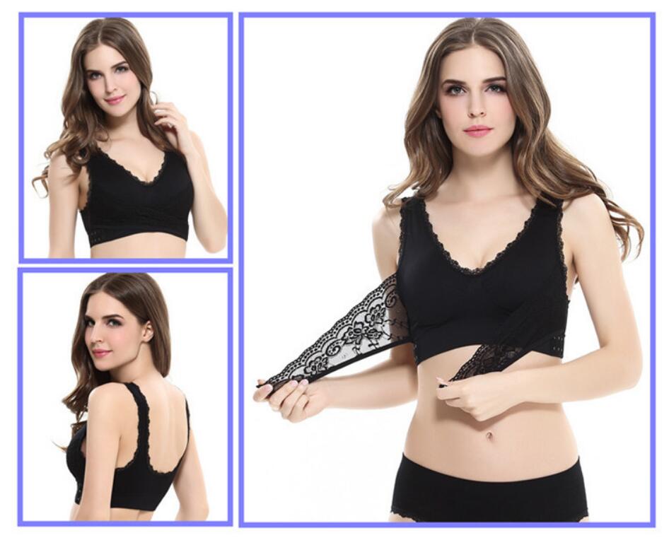 Women’s No-Steel-Ring Lace Support Vest Bra U-shaped breathable back