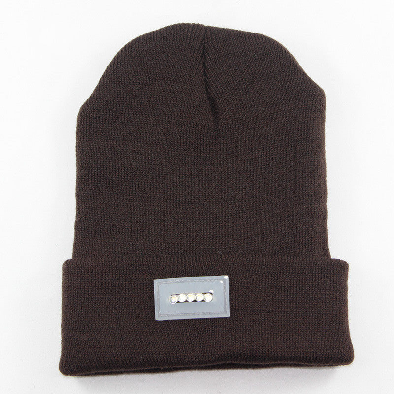 LED Headlamp Glowing Knit Warm Hat With A Flashlight