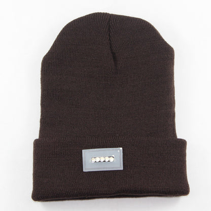 LED Headlamp Glowing Knit Warm Hat With A Flashlight