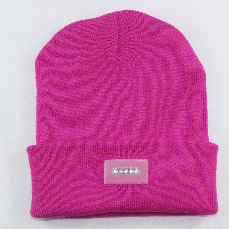 LED Headlamp Glowing Knit Warm Hat With A Flashlight