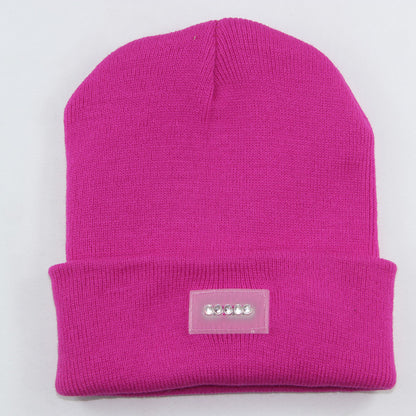 LED Headlamp Glowing Knit Warm Hat With A Flashlight