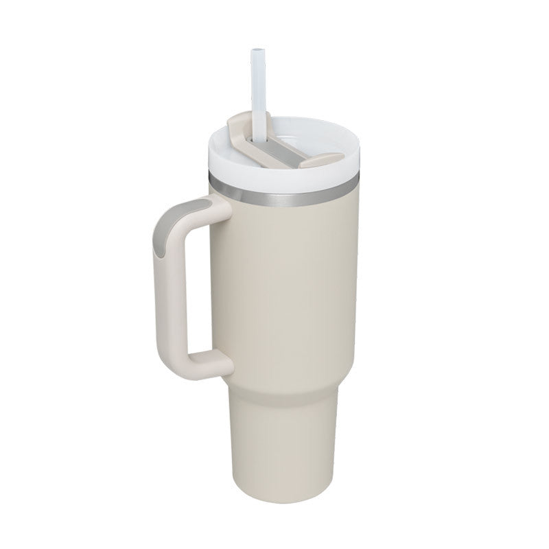 40 oz Insulated Tumbler with Handle & Straw | Spill-Proof Travel Mug