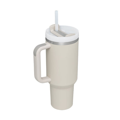 40 oz Insulated Tumbler with Handle & Straw | Spill-Proof Travel Mug