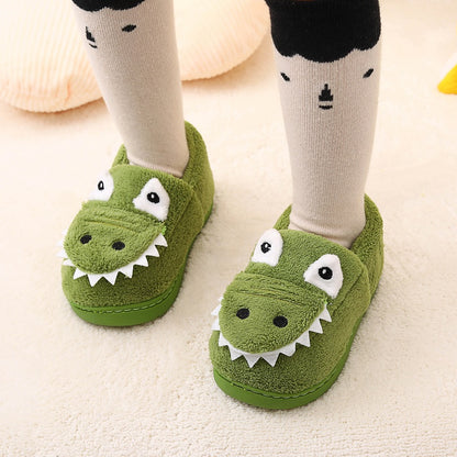 Boys' Dinosaur Slippers with Plush TPR Sole & Alligator/Crocodile Teeth