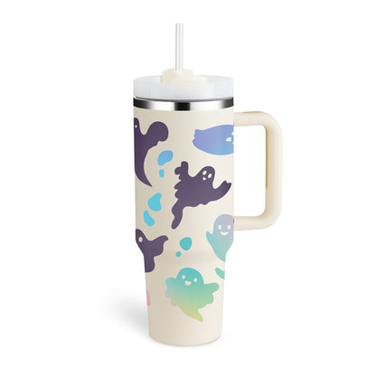 40 oz Insulated Tumbler with Handle & Straw | Spill-Proof Travel Mug