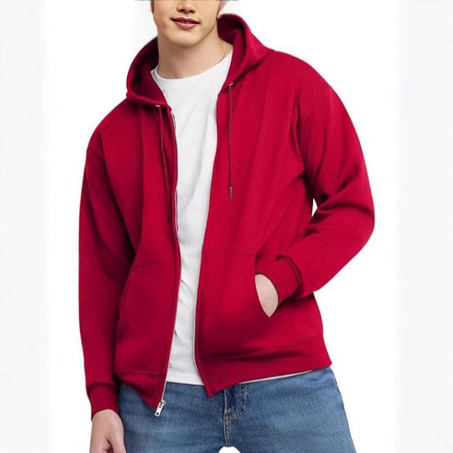 Men’s American Fashion Hooded Zip Sweatshirt – Casual Cotton Pullover