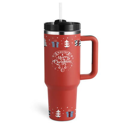40 oz Insulated Tumbler with Handle & Straw | Spill-Proof Travel Mug