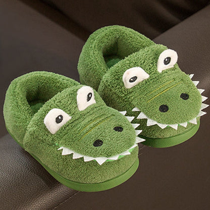 Boys' Dinosaur Slippers with Plush TPR Sole & Alligator/Crocodile Teeth