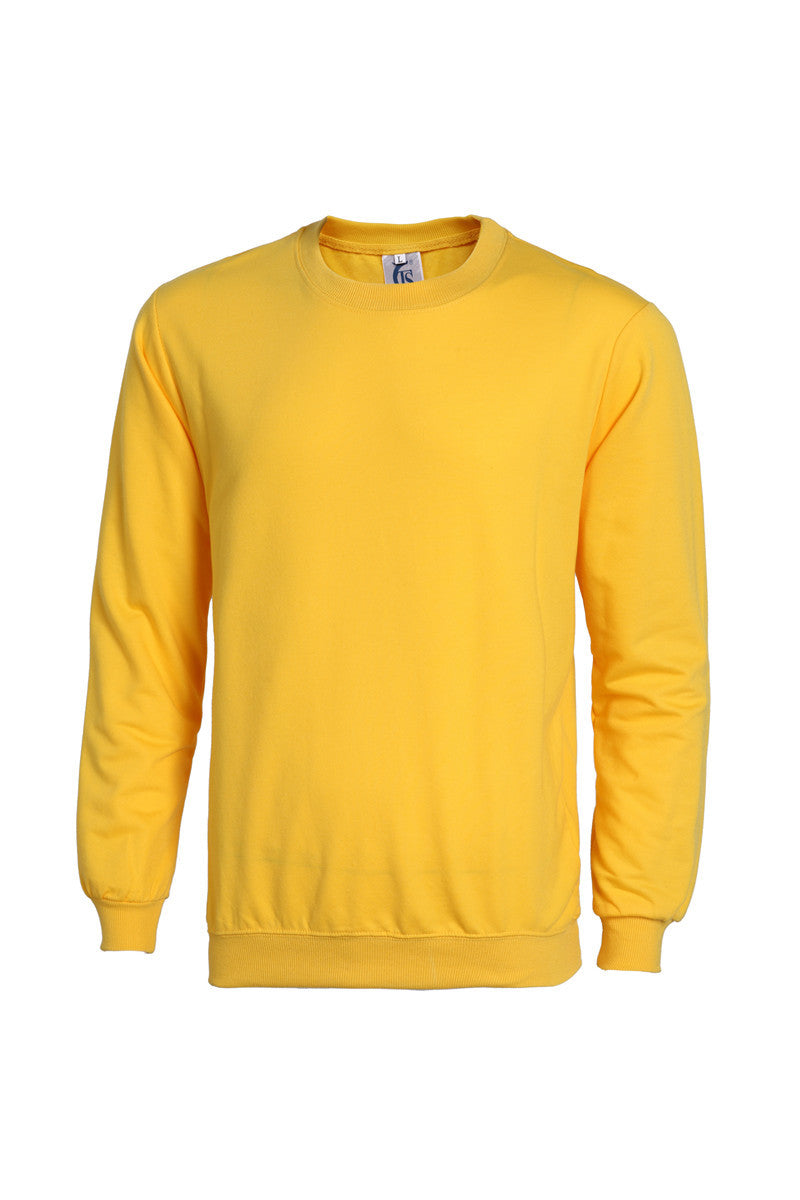 Casual Cotton Terry Round Neck Sweatshirt – Solid Color Long Sleeve Pullover