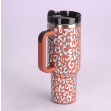 40 oz Insulated Tumbler with Handle & Straw | Spill-Proof Travel Mug