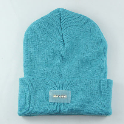 LED Headlamp Glowing Knit Warm Hat With A Flashlight