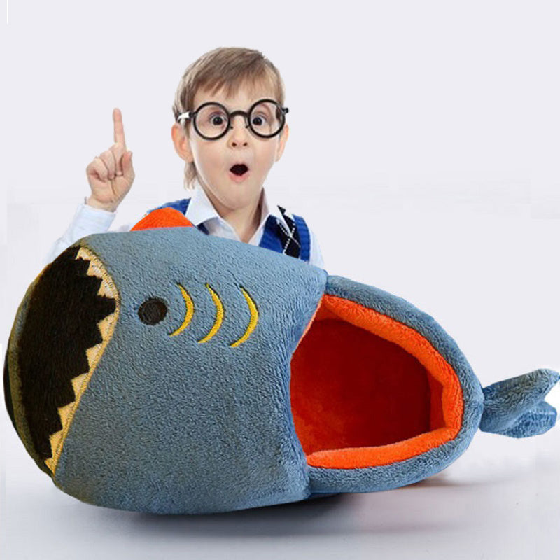 Boys' Dinosaur Slippers with Plush TPR Sole & Alligator/Crocodile Teeth