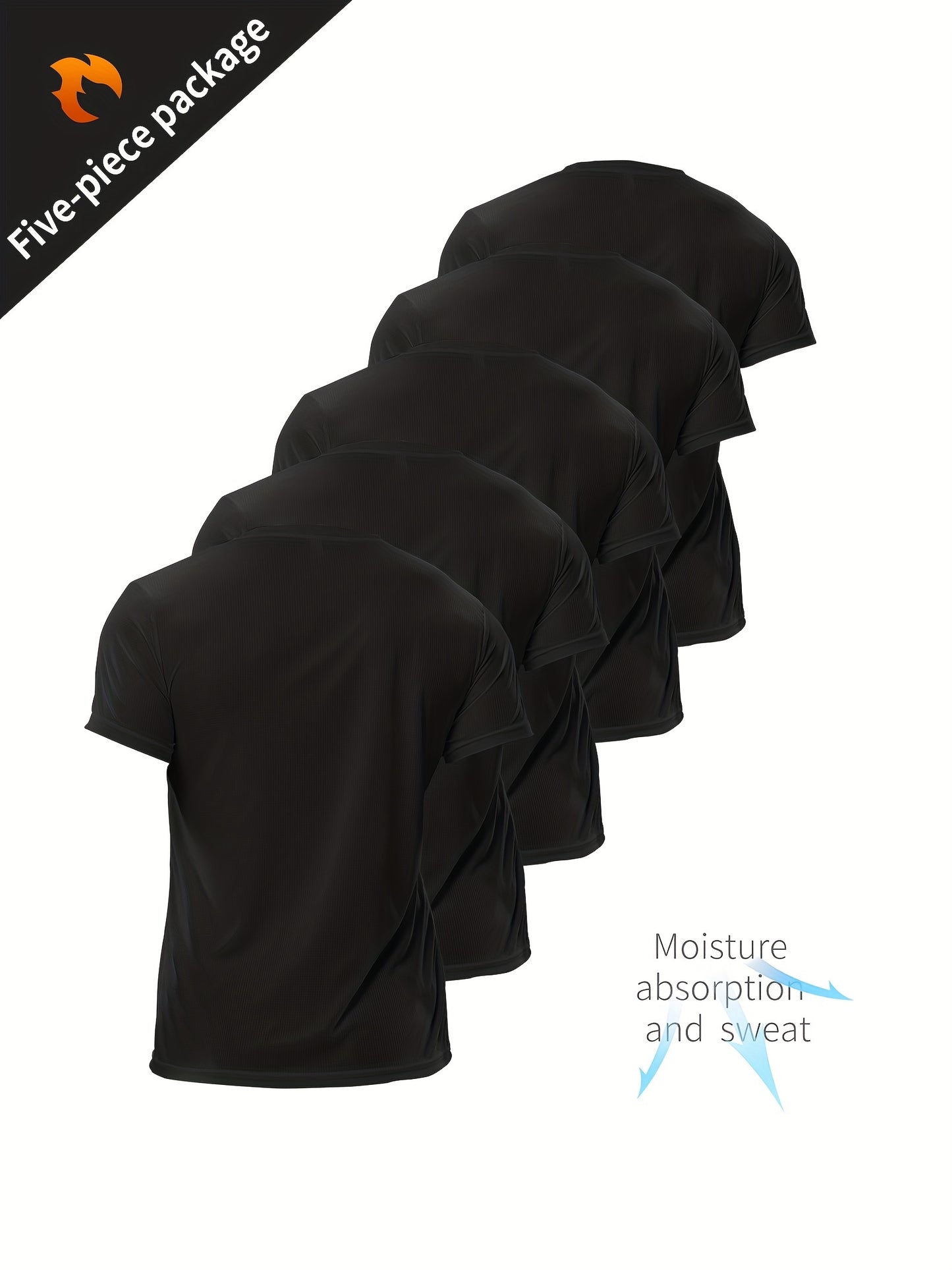 Xinso Prince Ultra-Thin Men'S Fitness Sports Shirt Top 5pcs Set