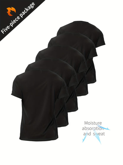 Xinso Prince Ultra-Thin Men'S Fitness Sports Shirt Top 5pcs Set