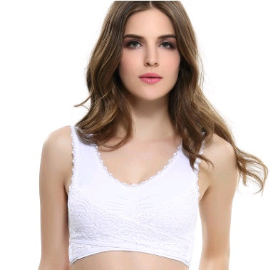 Women’s No-Steel-Ring Lace Support Vest Bra U-shaped breathable back