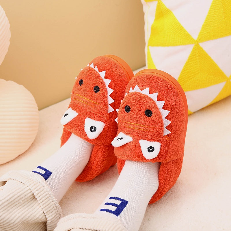 Boys' Dinosaur Slippers with Plush TPR Sole & Alligator/Crocodile Teeth