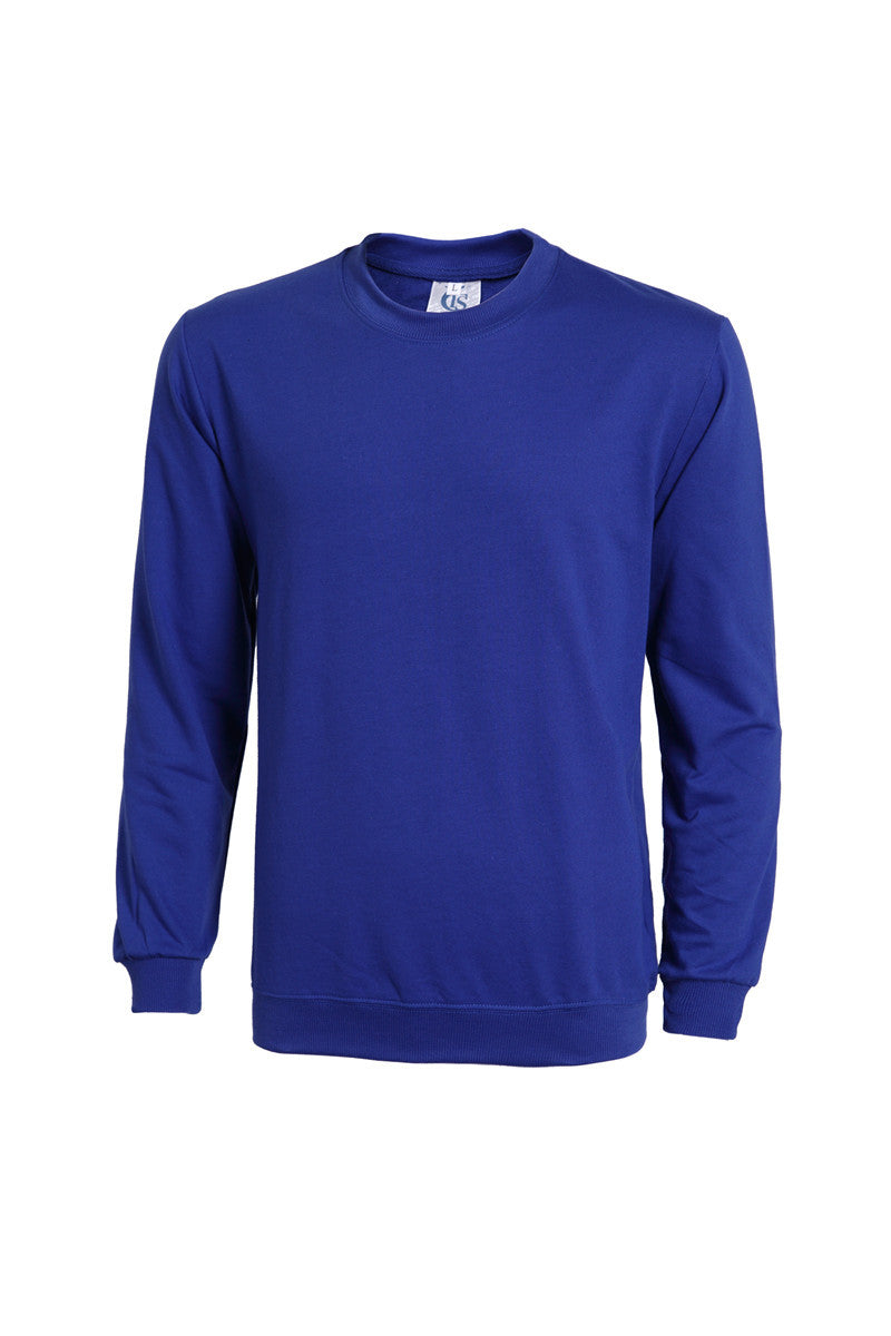 Casual Cotton Terry Round Neck Sweatshirt – Solid Color Long Sleeve Pullover