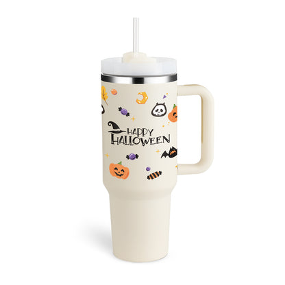 40 oz Insulated Tumbler with Handle & Straw | Spill-Proof Travel Mug