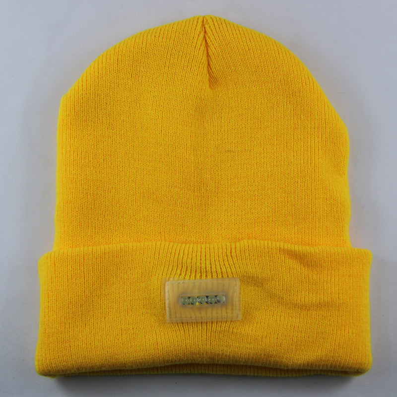 LED Headlamp Glowing Knit Warm Hat With A Flashlight