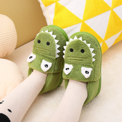 Boys' Dinosaur Slippers with Plush TPR Sole & Alligator/Crocodile Teeth