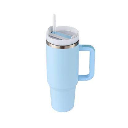40 oz Insulated Tumbler with Handle & Straw | Spill-Proof Travel Mug