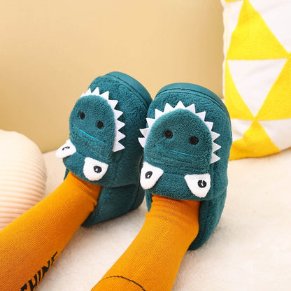 Boys' Dinosaur Slippers with Plush TPR Sole & Alligator/Crocodile Teeth