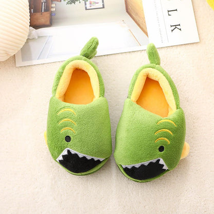 Boys' Dinosaur Slippers with Plush TPR Sole & Alligator/Crocodile Teeth