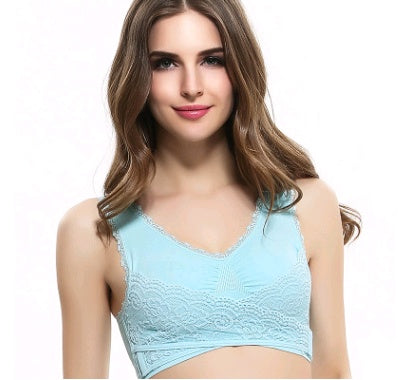 Women’s No-Steel-Ring Lace Support Vest Bra U-shaped breathable back