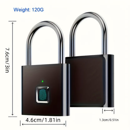 Compact Smart Fingerprint Padlock - Waterproof, Keyless Security, USB Rechargeable, Lightweight Zinc Alloy