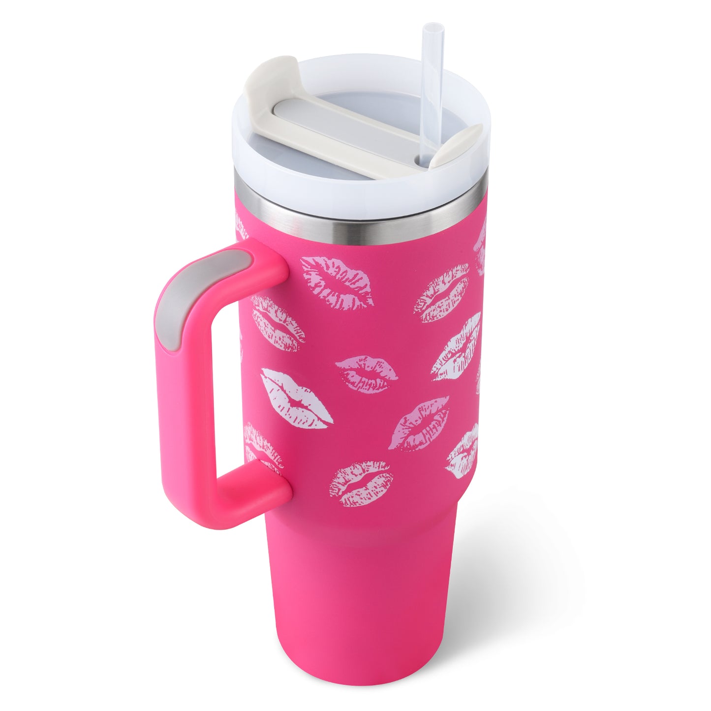 40 oz Insulated Tumbler with Handle & Straw | Spill-Proof Travel Mug